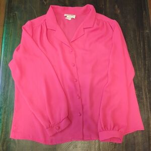 Vintage 1980's Silhouettes Button-Down Structured Striped Blouse, USA, 38
